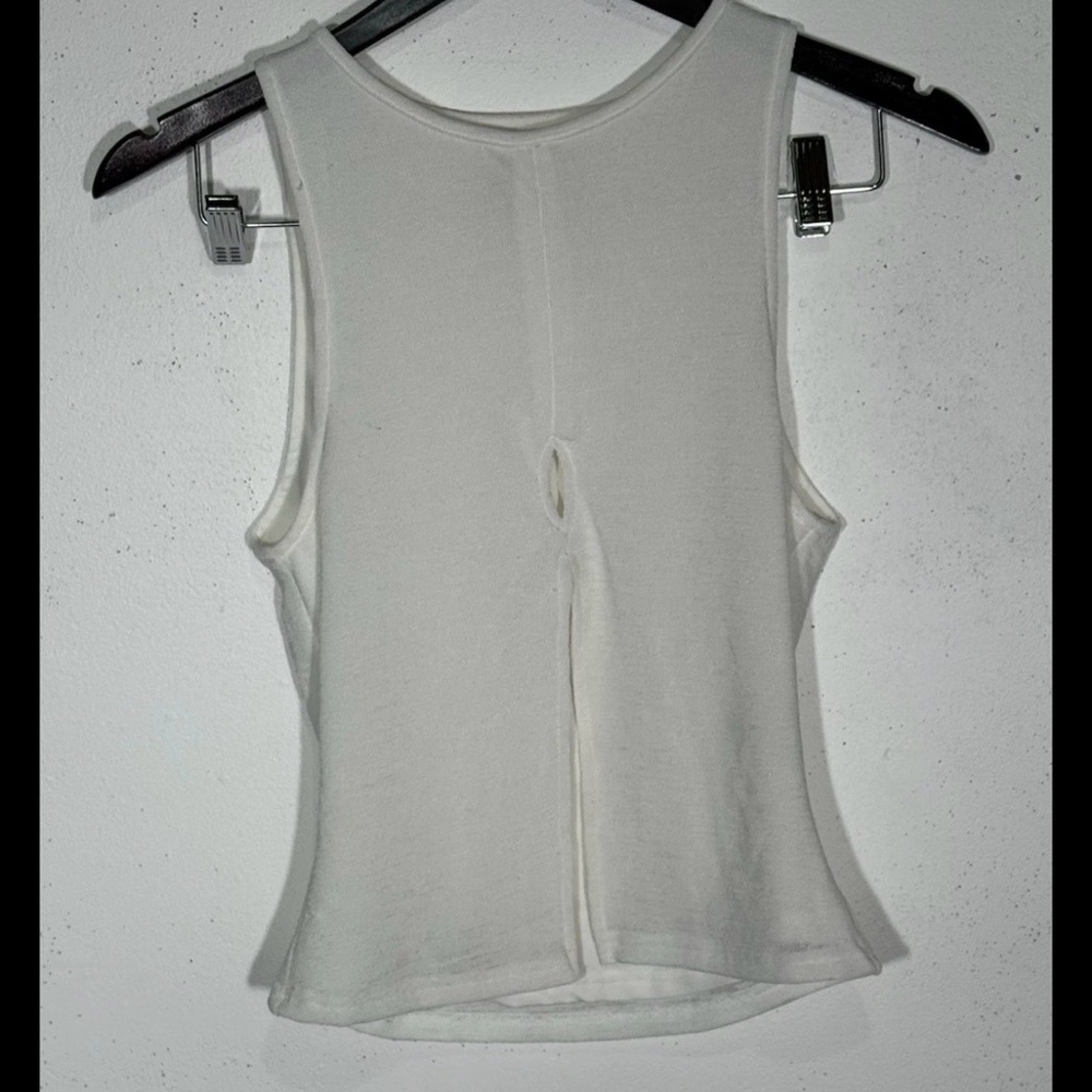Y2K princess polly White Crop Split In Front Tank Top Small